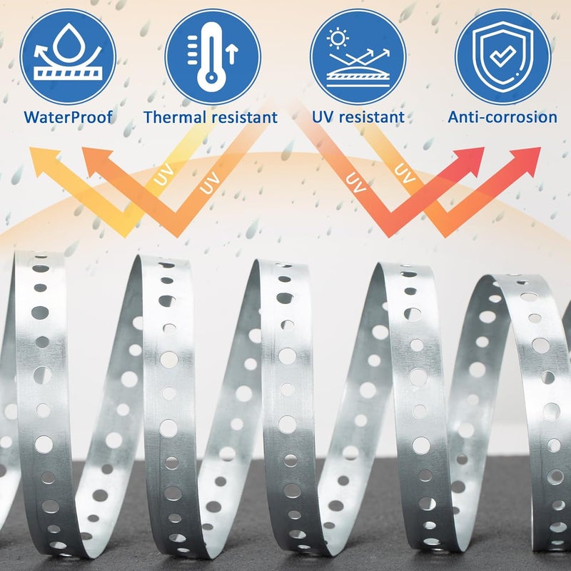 Fyrique Galvanized 3/4-Inch X 50-Feet Metal Strapping with Holes 24-Gauge Metal Pipe Hanger Strap for Plumbing, HVAC and Duct Support - Image 4